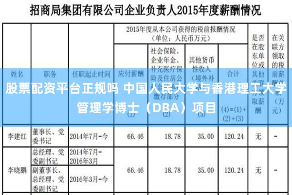 股票配资平台正规吗 中国人民大学与香港理工大学管理学博士（DBA）项目