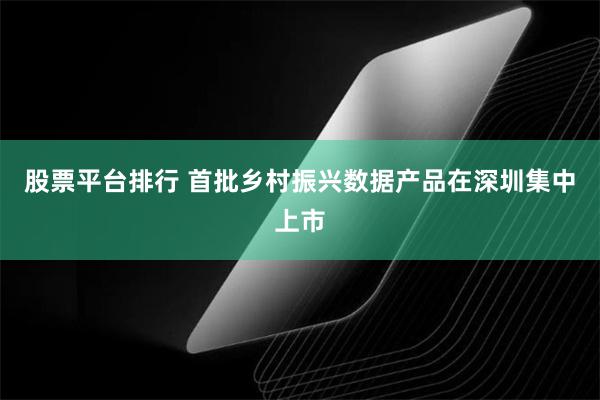 股票平台排行 首批乡村振兴数据产品在深圳集中上市